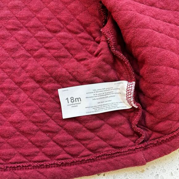 18 Month Girls Outfit with Maroon Vest and Floral Leggings - Picture 5 of 9